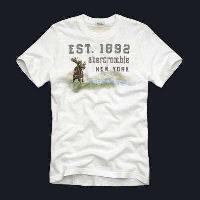 heren abercrombie korte tees est 1892 new york wit Outlet Almere hed9g121